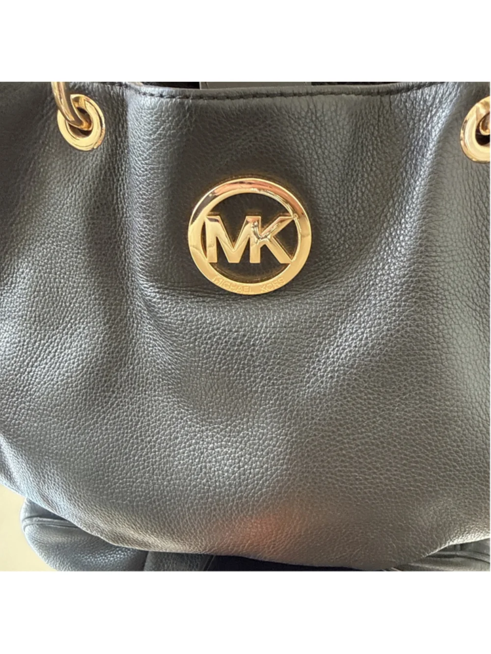 Michael Kors Fulton Black Pebbled Leather Tote Hobo Shoulder Bag Crossbody Nwot